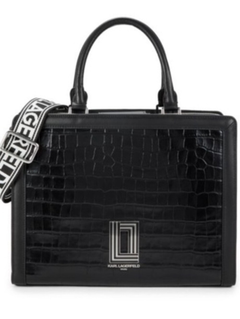 Karl Lagerfeld Paris Simone Alligator-Embossed Large Satchel